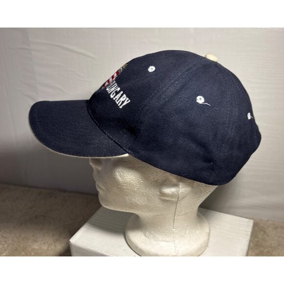 Budapest Hungary Embroidered Navy Blue Adjust Baseball Cap Brass Buckle Strap - Picture 4 of 9